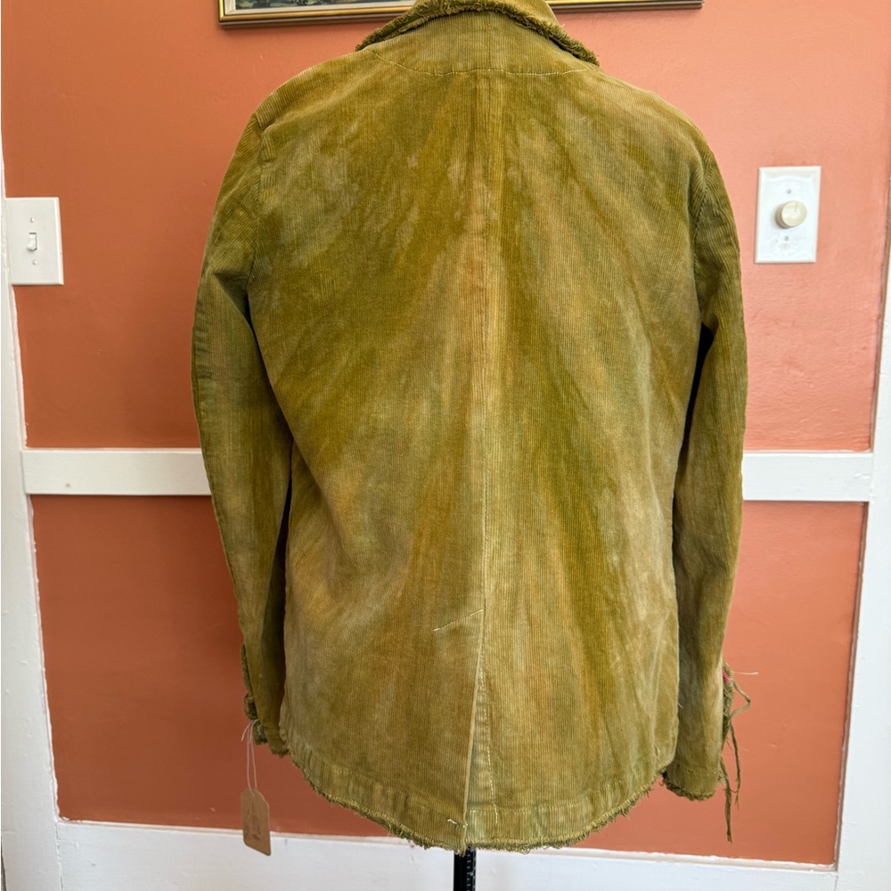 Women's Olive Green Corduroy Frayed-Edge Blazer - Picture 2 of 3